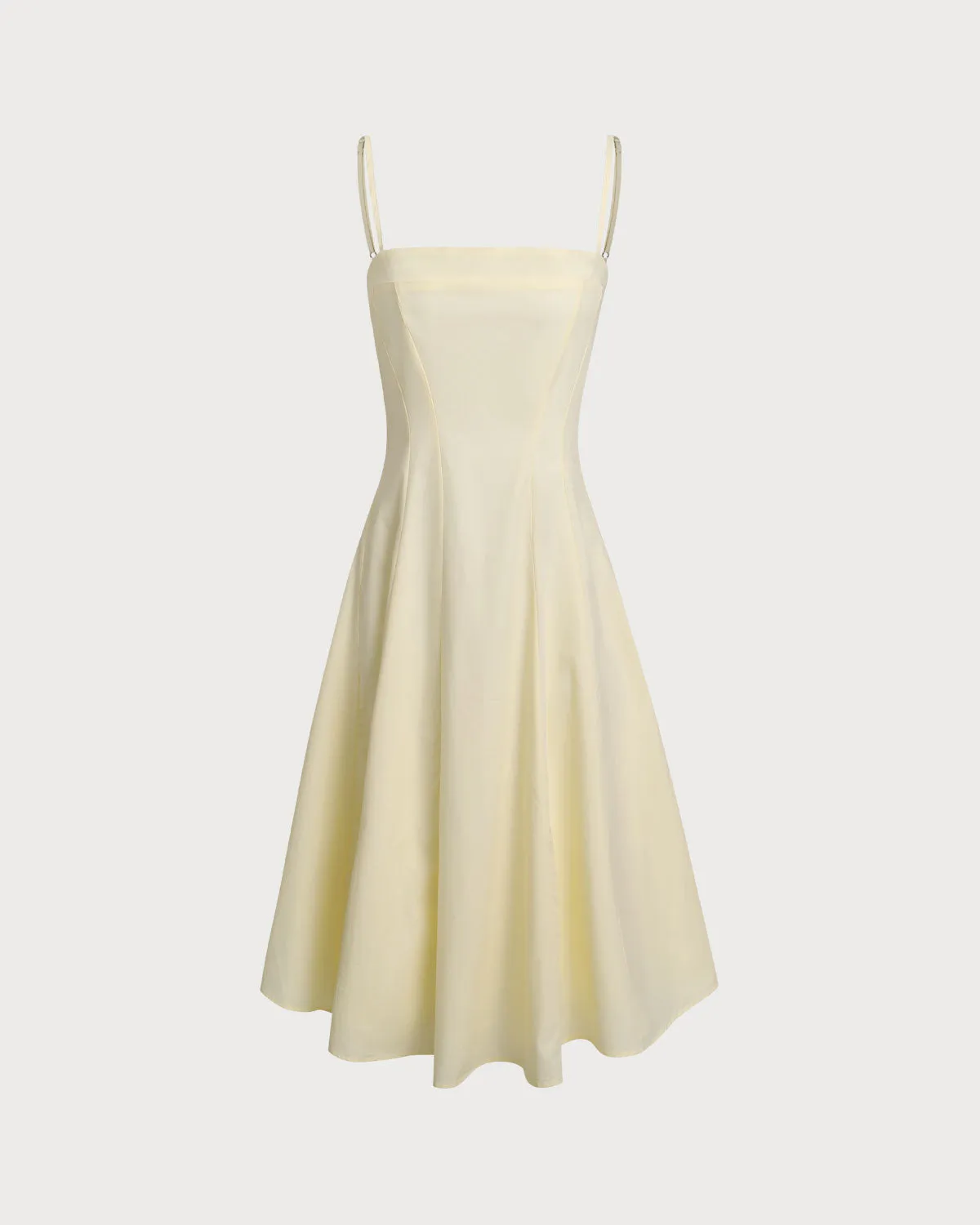 Yellow Pleated A-Line Slip Midi Dress sold by rihoas