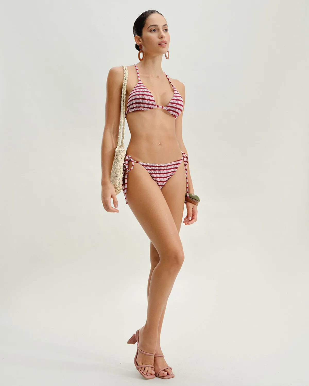 Red Striped Drawstring Bikini Bottoms sold by rihoas product image thumbnail 3