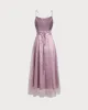 Pink Mesh Flowy Slip Midi Dress sold by rihoas