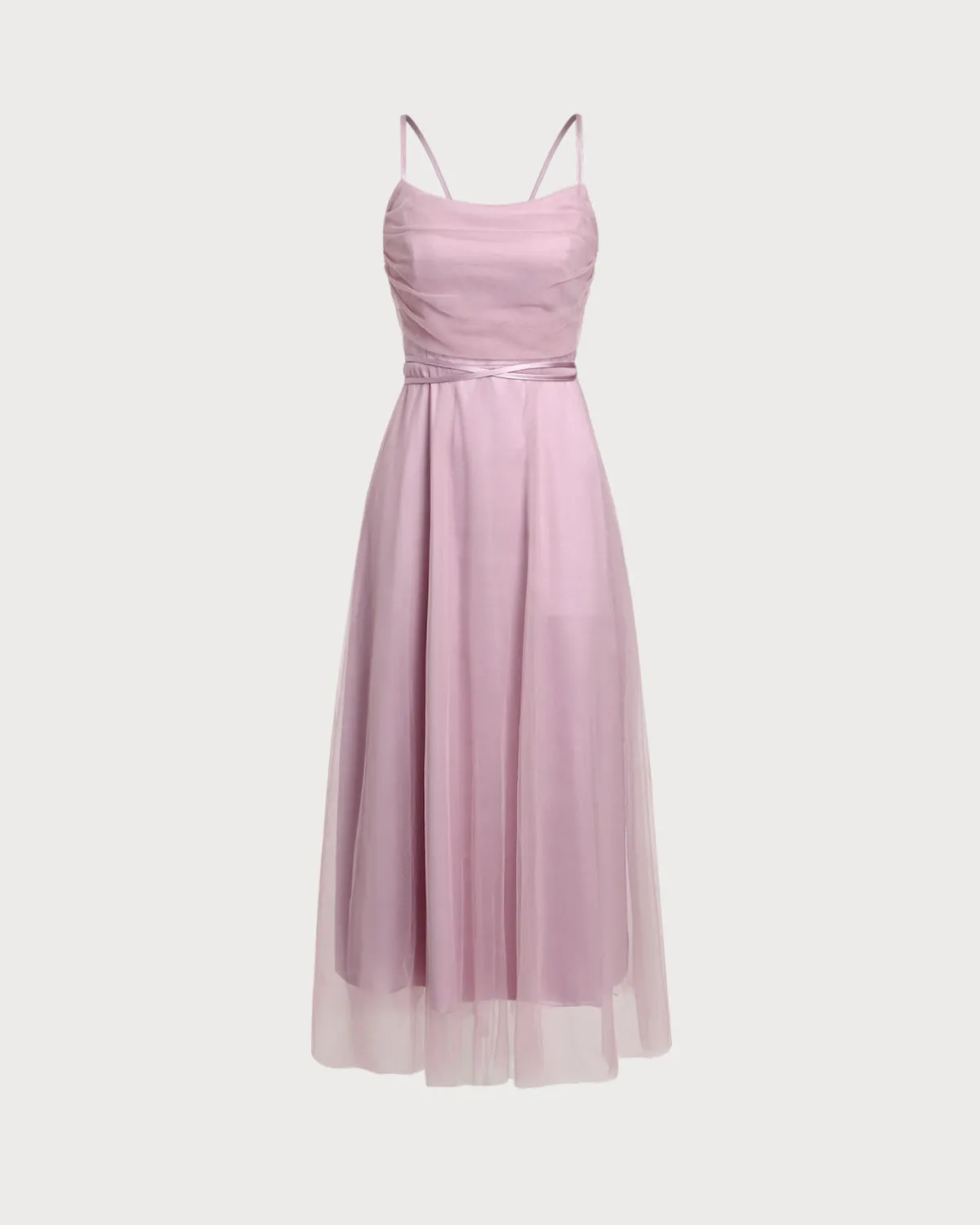 Pink Mesh Flowy Slip Midi Dress sold by rihoas