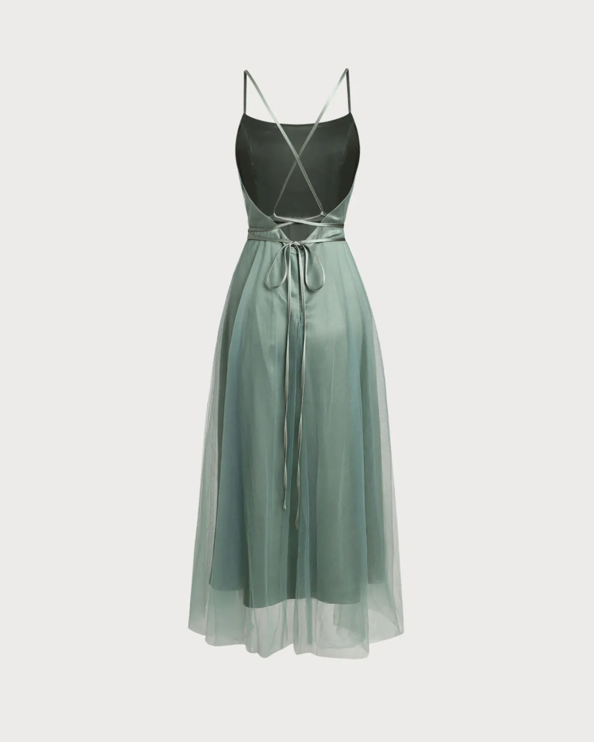 Green Mesh Flowy Slip Midi Dress sold by rihoas product image thumbnail 2