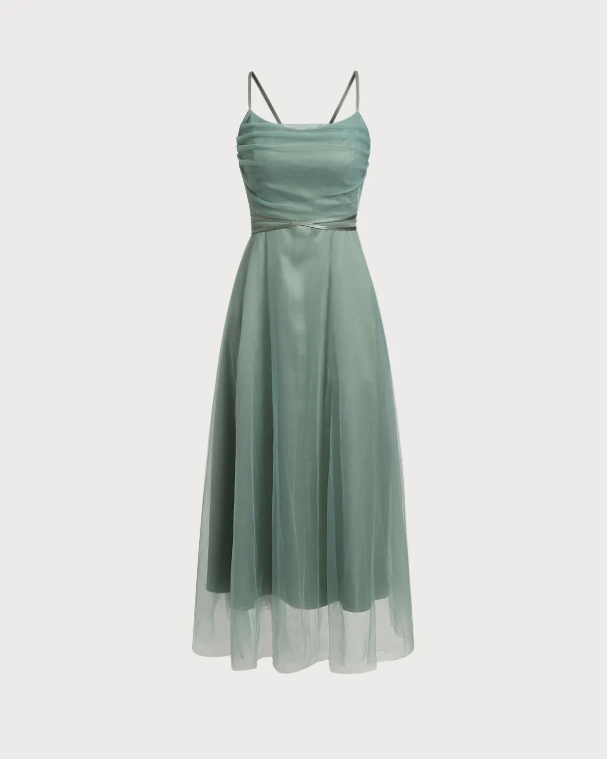 Green Mesh Flowy Slip Midi Dress sold by rihoas