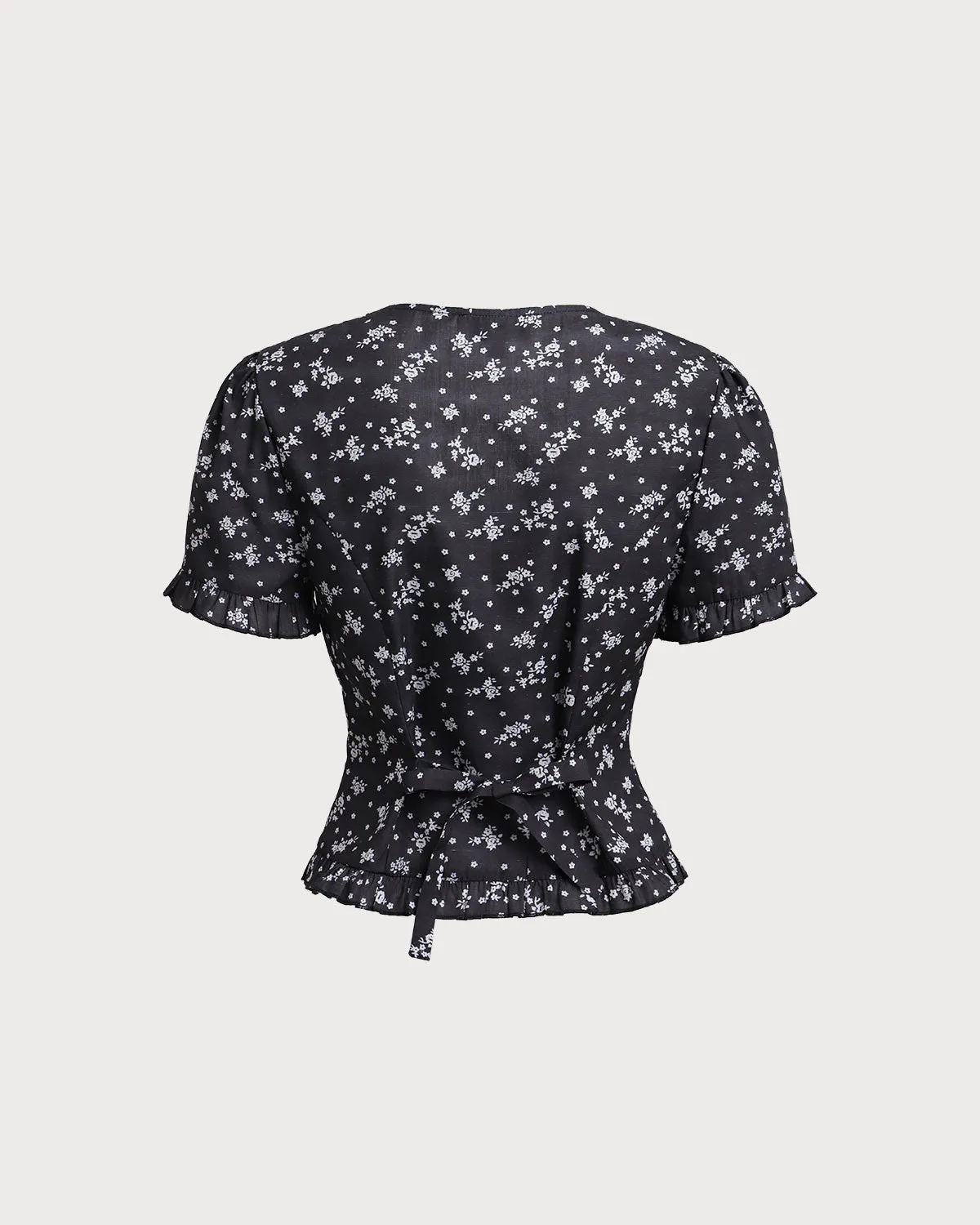 Black Floral Scoop Neck Blouse sold by rihoas product image thumbnail 2