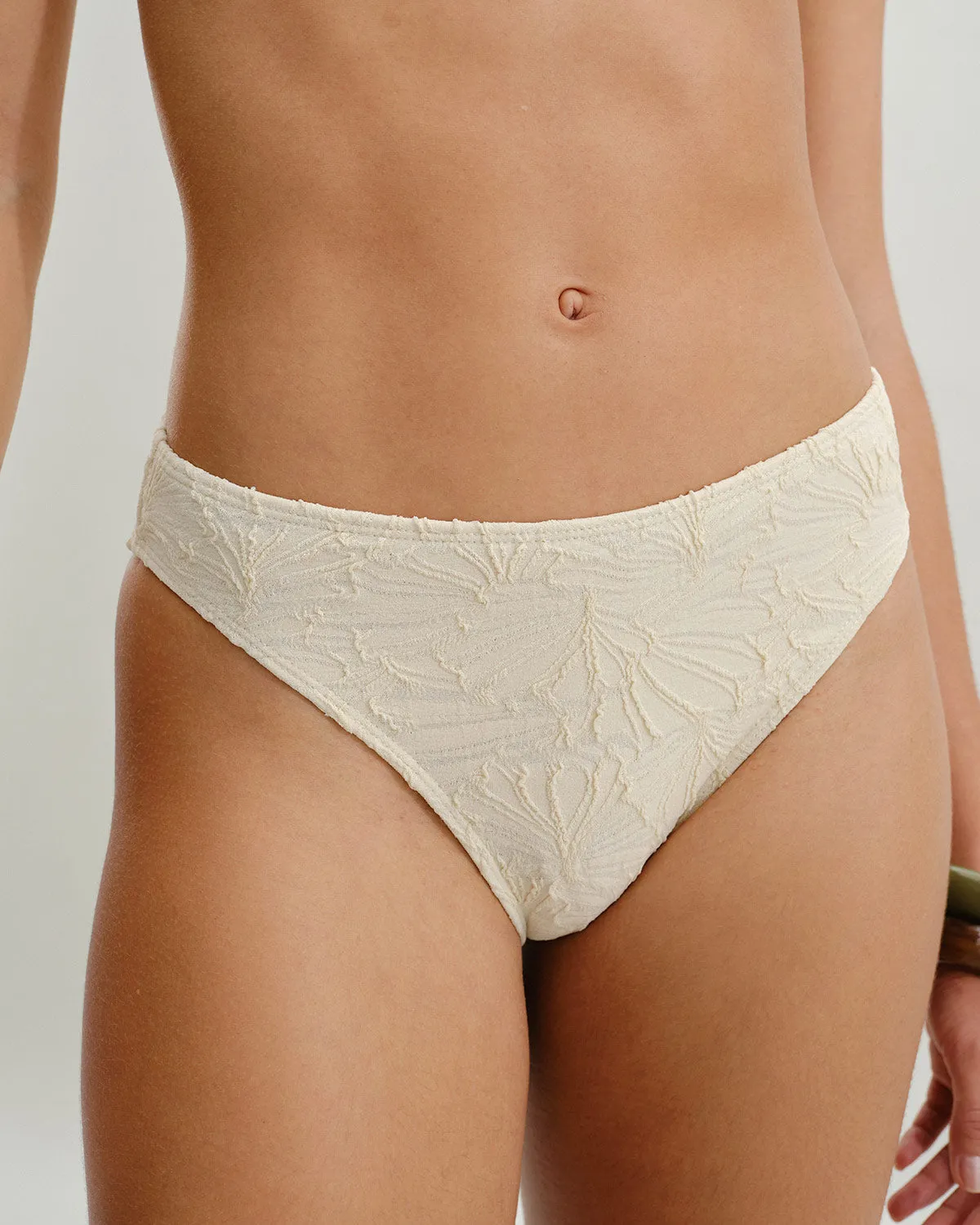 Beige Textured Low Waisted Bikini Bottom sold by rihoas