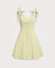 Yellow Square Neck A-Line Slip Mini Dress sold by rihoas
