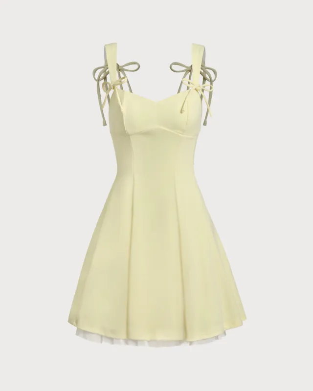 Yellow Square Neck A-Line Slip Mini Dress sold by rihoas