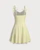 Yellow Square Neck A-Line Slip Mini Dress sold by rihoas