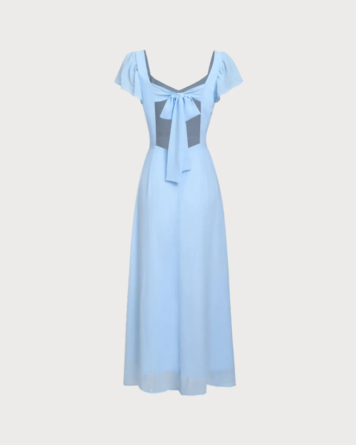 Blue Sweetheart Neck Chiffon Maxi Dress sold by rihoas product image thumbnail 2