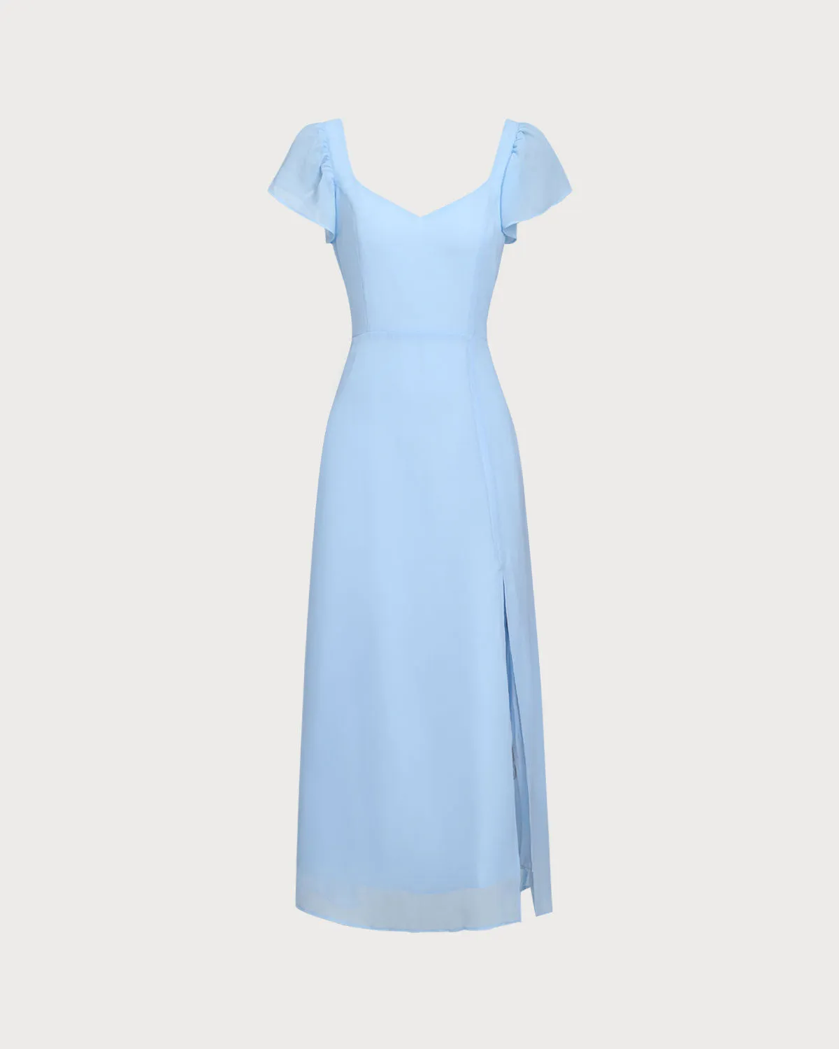 Blue Sweetheart Neck Chiffon Maxi Dress sold by rihoas
