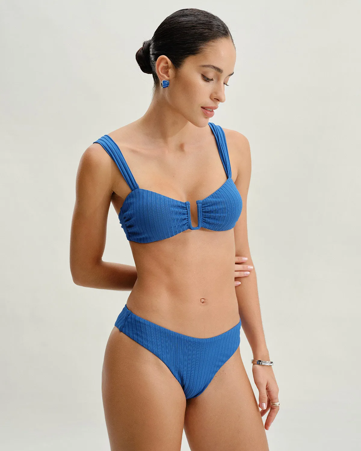 Blue Textured Low Waisted Bikini Bottoms sold by rihoas product image thumbnail 3