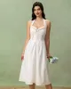 White Embroidery A-Line Halter Midi Dress sold by rihoas