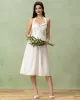 White Embroidery A-Line Halter Midi Dress sold by rihoas
