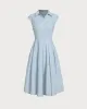 Blue Striped Cap Sleeve Midi Dress sold by rihoas