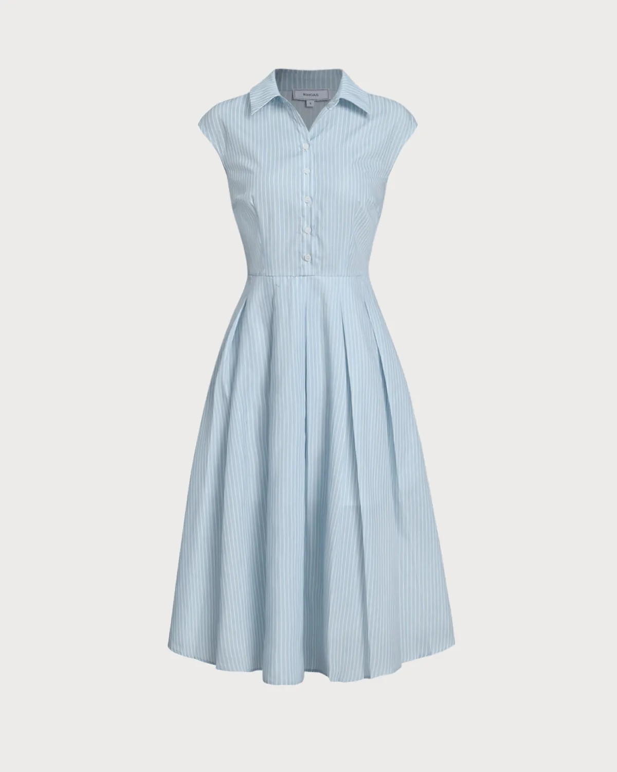 Blue Striped Cap Sleeve Midi Dress sold by rihoas