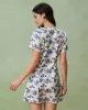 Blue Floral V-Neck Button A-Line Mini Dress sold by rihoas