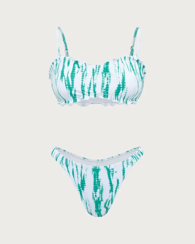 Light Green Knit Ruffle Bikini Set sold by rihoas