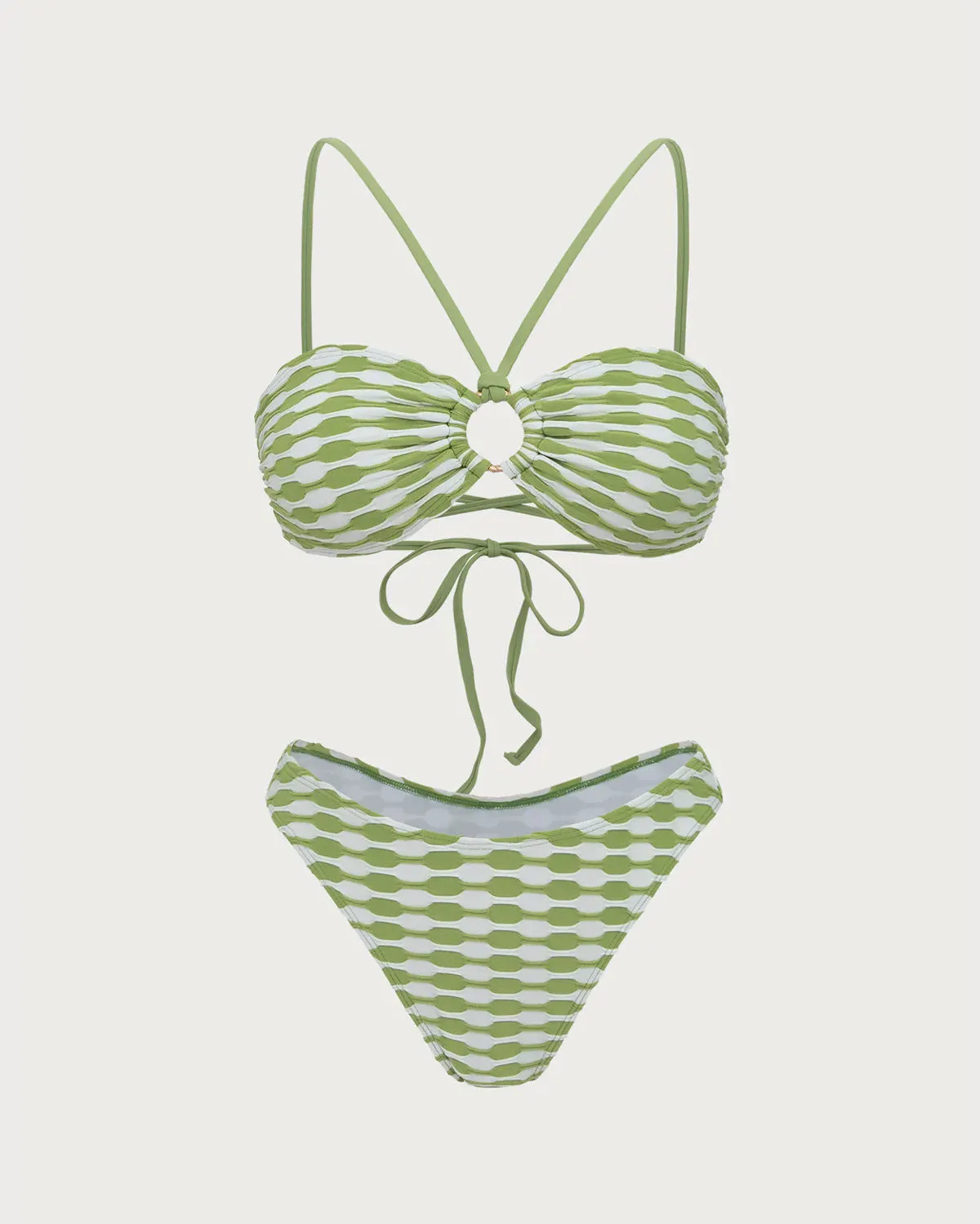Green Knit Ring Contrast Bikini Set sold by rihoas product image thumbnail 3