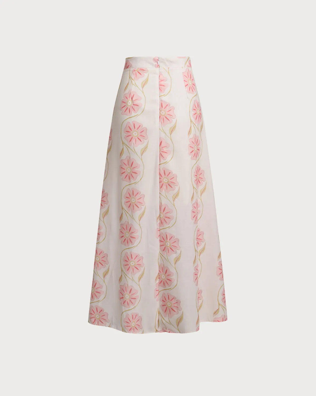 Pink Floral Flared Midi Skirt sold by rihoas product image thumbnail 2