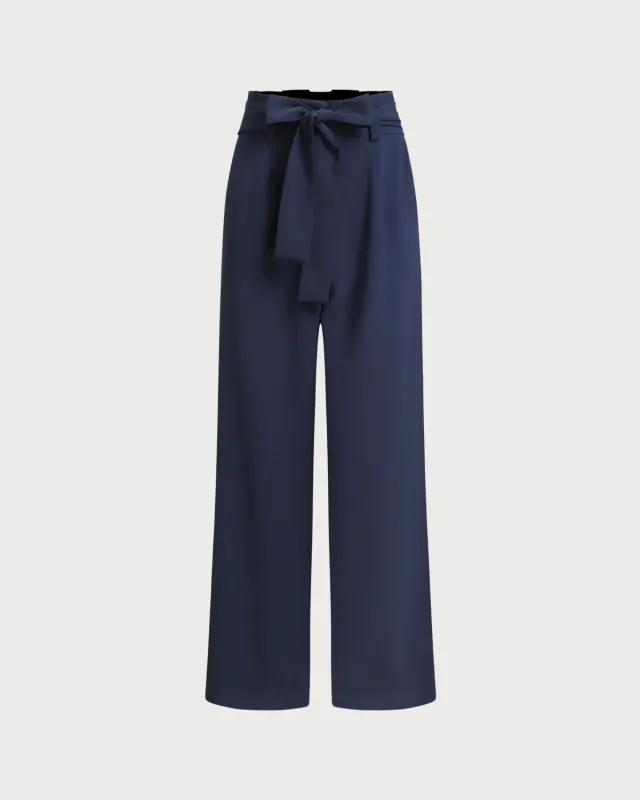 Blue Ruched Straight Pants sold by rihoas