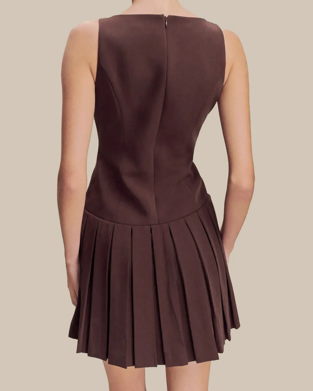 Wine Red Boat Neck Sleeveless Mini Dress sold by rihoas product image thumbnail 5