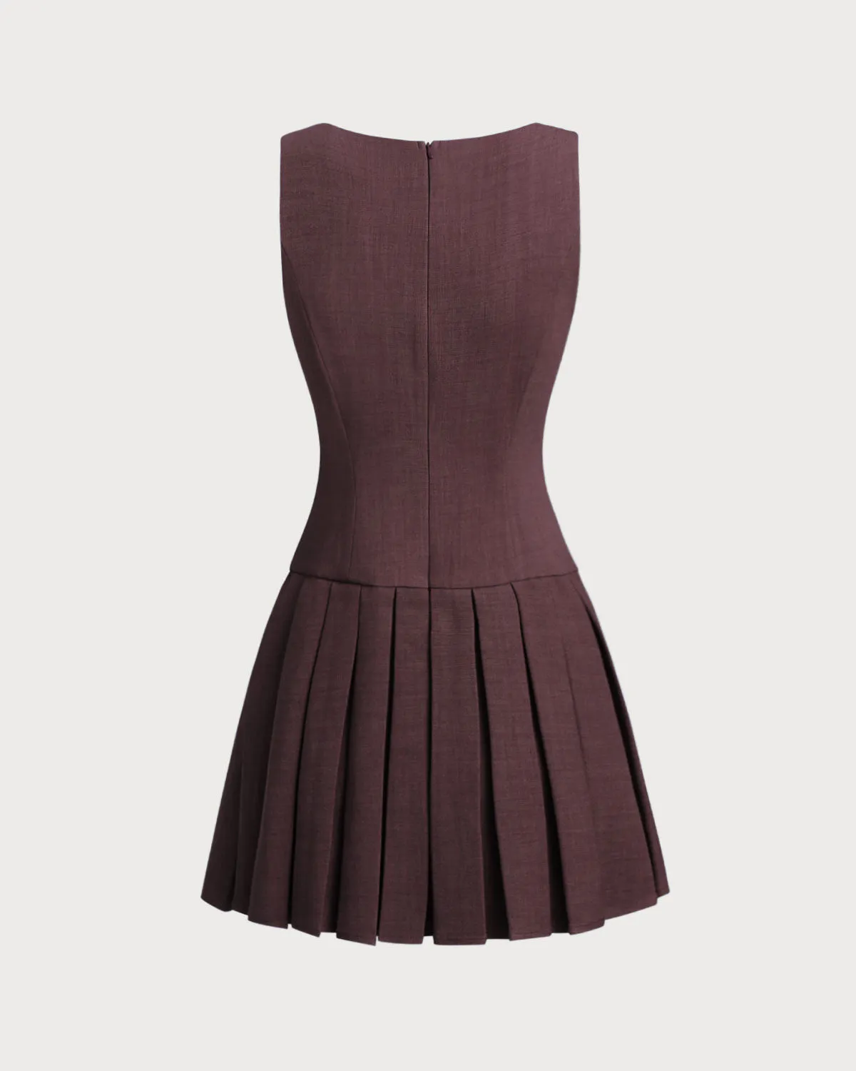 Wine Red Boat Neck Sleeveless Mini Dress sold by rihoas product image thumbnail 2