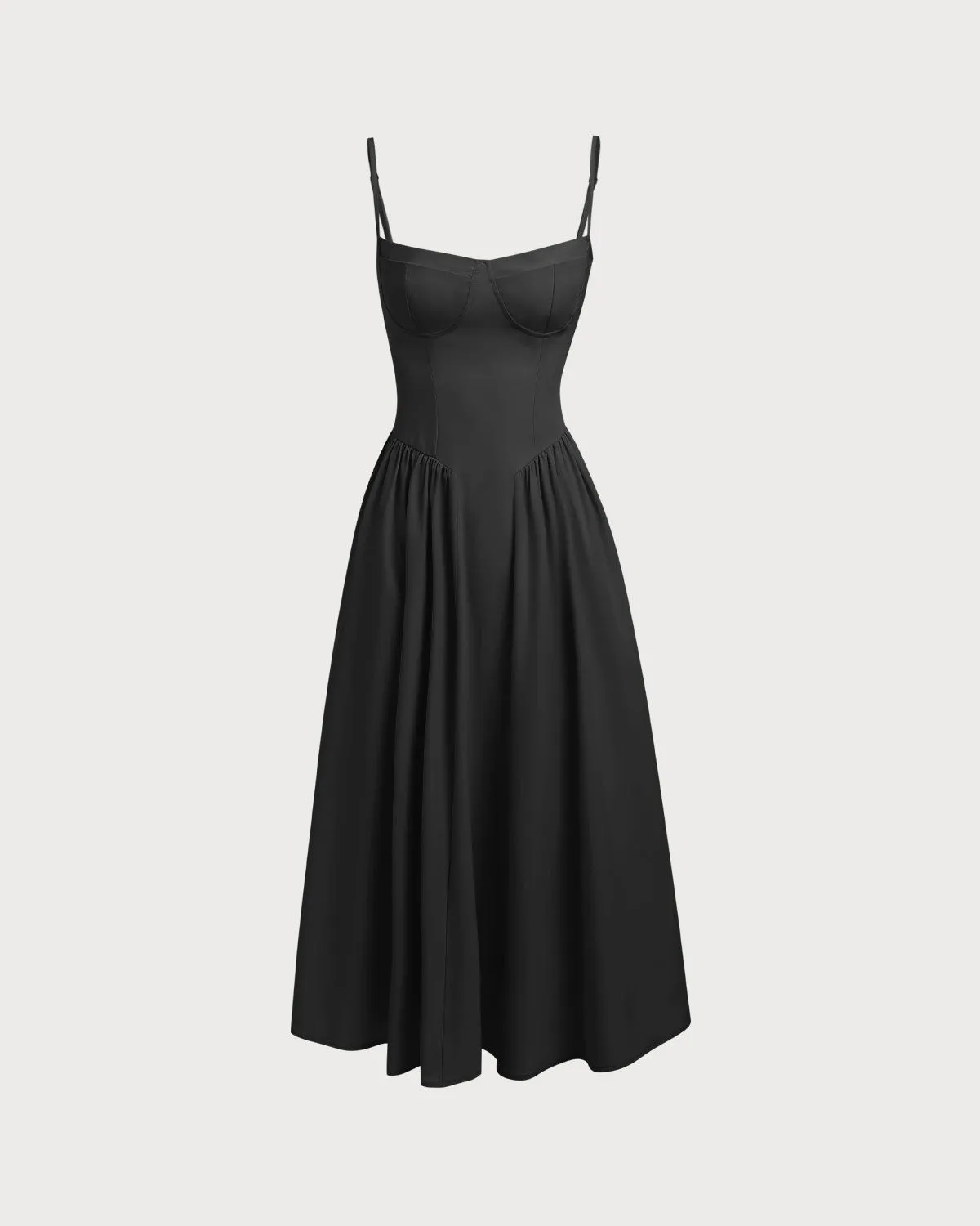 Black Square Neck Pocket Slip Midi Dress sold by rihoas product image thumbnail 5