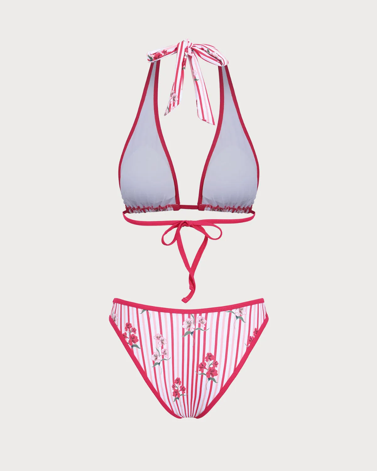 Red Floral Halter Bikini Set sold by rihoas product image thumbnail 2