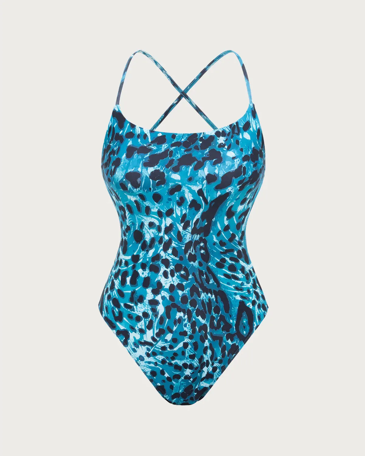 Blue Leopard Print One-Piece Swimsuit sold by rihoas product image thumbnail 5