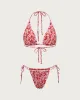 Red Floral Halter Triangle Bikini Set sold by rihoas