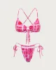 Pink Geometric Ruched Bikini Set sold by rihoas