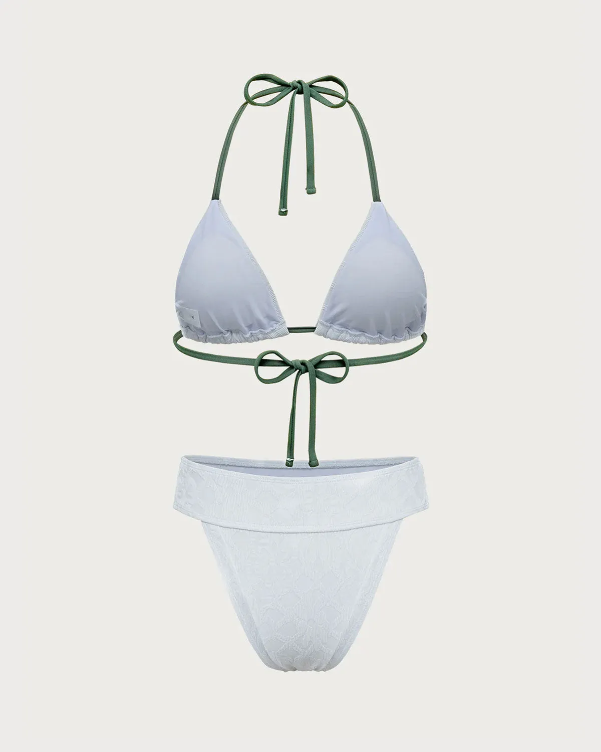 White Jacquard Contrast Bikini Set sold by rihoas product image thumbnail 4