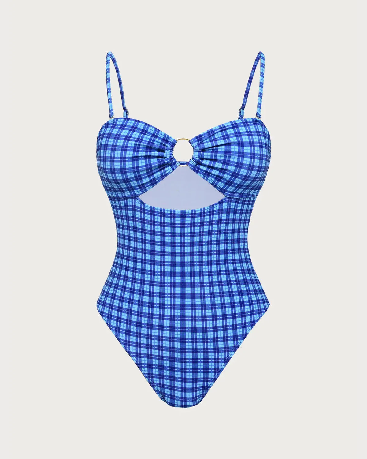 Blue Vintage Plaid One-Piece Swimsuit sold by rihoas product image thumbnail 5