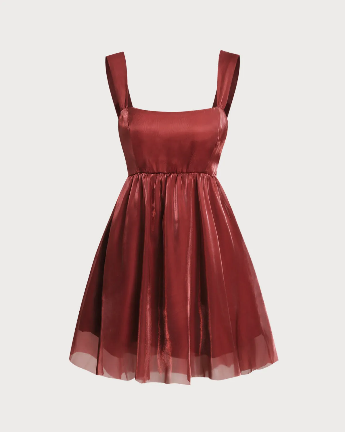 Wine Red Square Neck Slip Mini Dress sold by rihoas