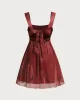 Wine Red Square Neck Slip Mini Dress sold by rihoas
