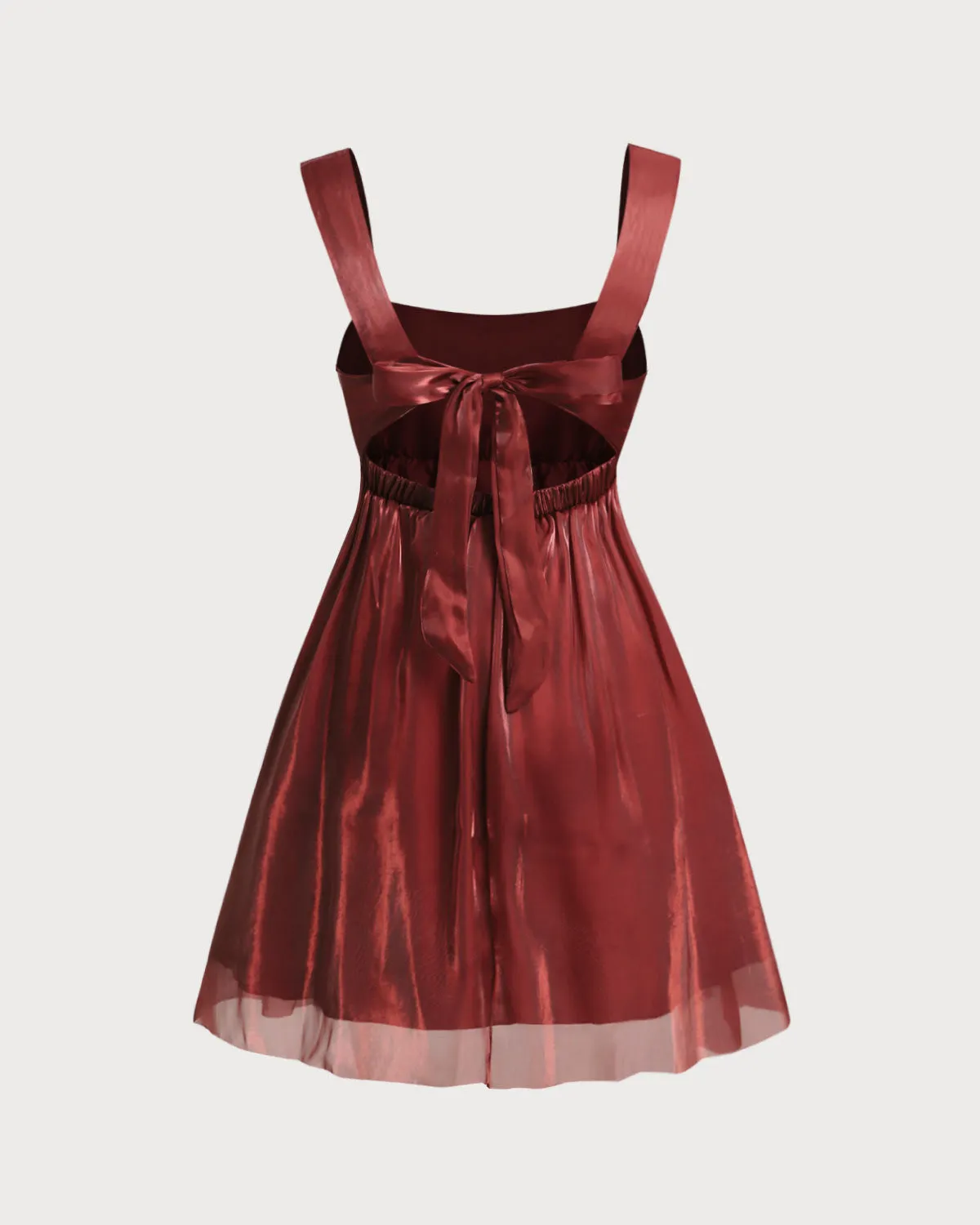 Wine Red Square Neck Slip Mini Dress sold by rihoas product image thumbnail 2
