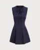 Blue Round Neck Sleeveless Mini Dress sold by rihoas