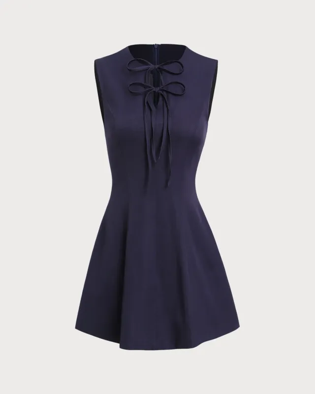 Blue Round Neck Sleeveless Mini Dress sold by rihoas
