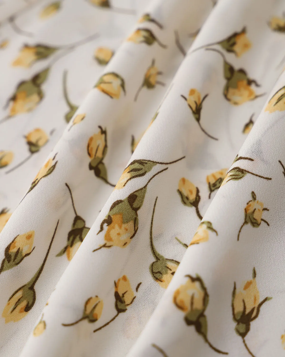 Yellow Floral Square Neck Shirred Midi Dress sold by rihoas product image thumbnail 3