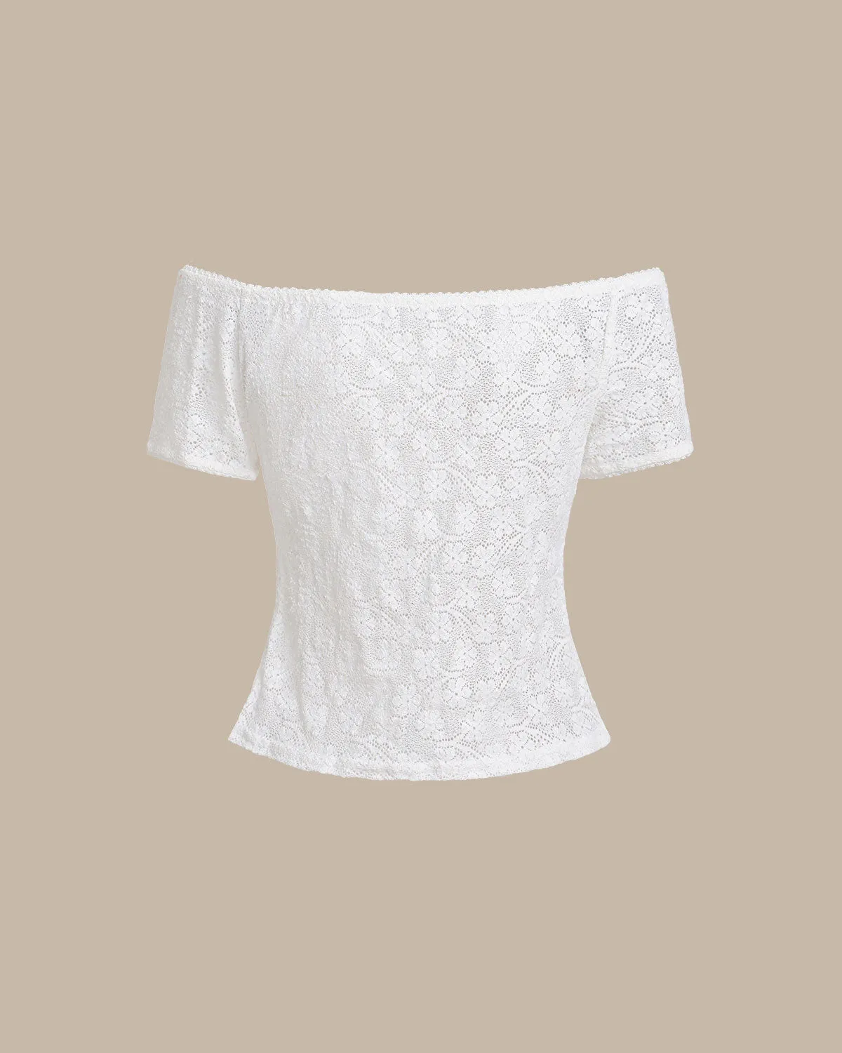 White Textured Off The Shoulder Tee sold by rihoas product image thumbnail 2
