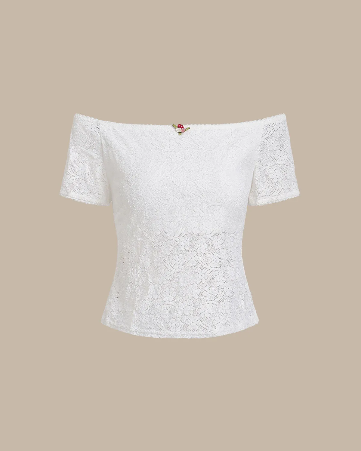 White Textured Off The Shoulder Tee sold by rihoas