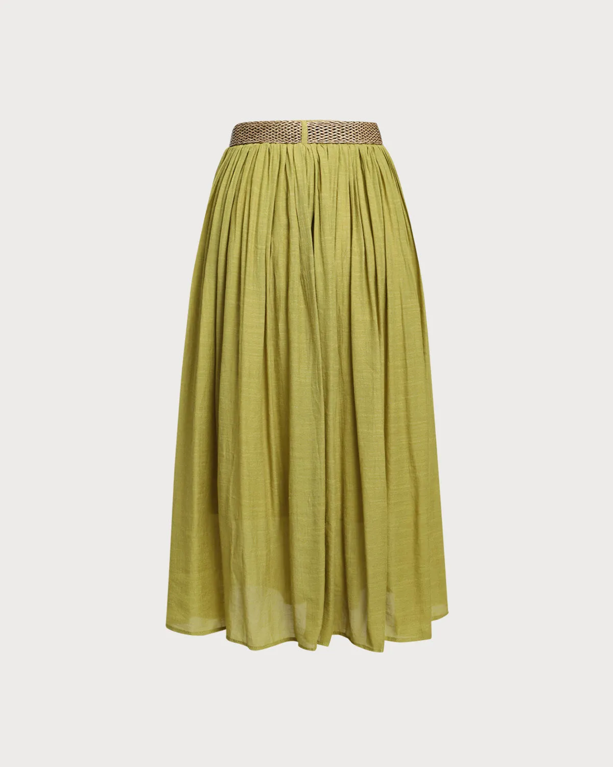 Green Belt Flowy Midi Skirt sold by rihoas product image thumbnail 2