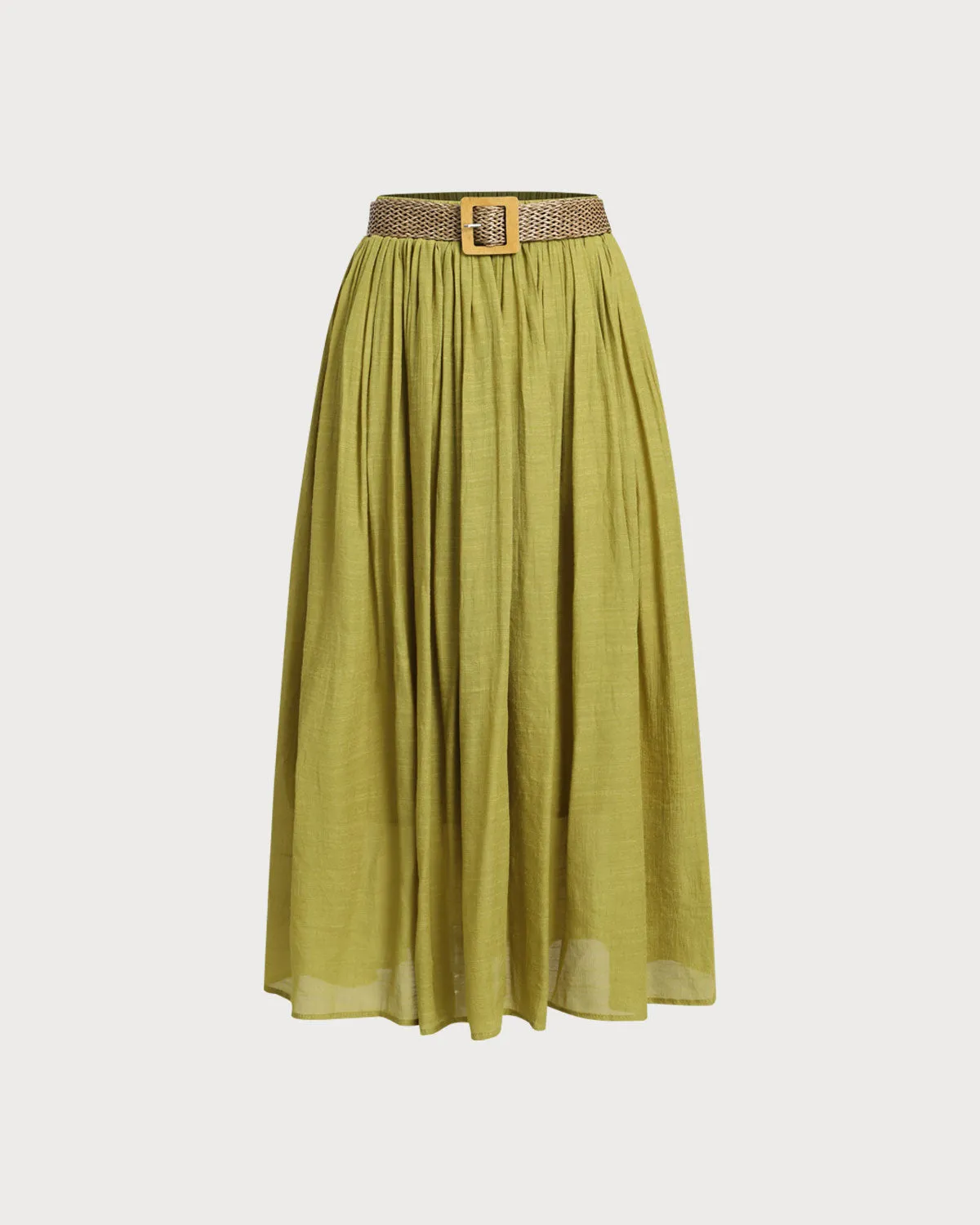 Green Belt Flowy Midi Skirt sold by rihoas