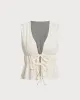 Beige Tie Front Tank Top sold by rihoas
