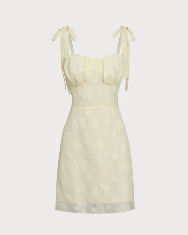 Yellow Jacquard Tie Strap Mini Dress made by rihoas