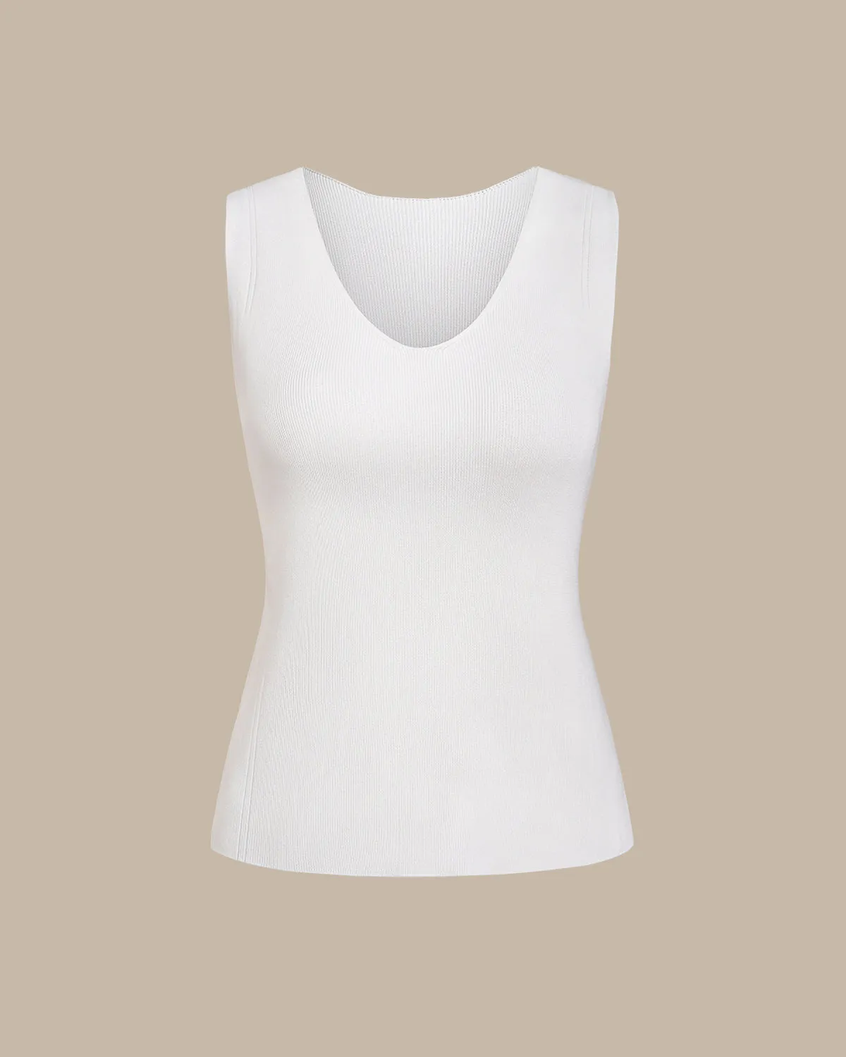 White V Neck Slim Tank Top sold by rihoas product image thumbnail 5