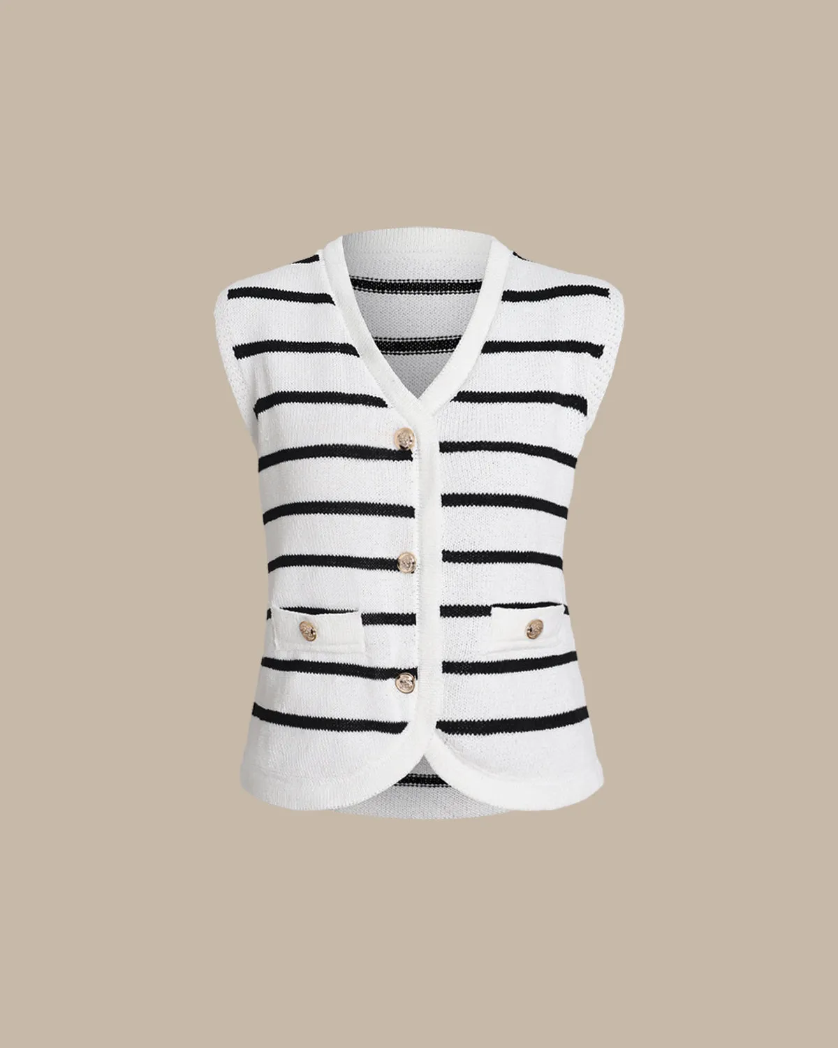 White Striped Single Breasted Vest sold by rihoas