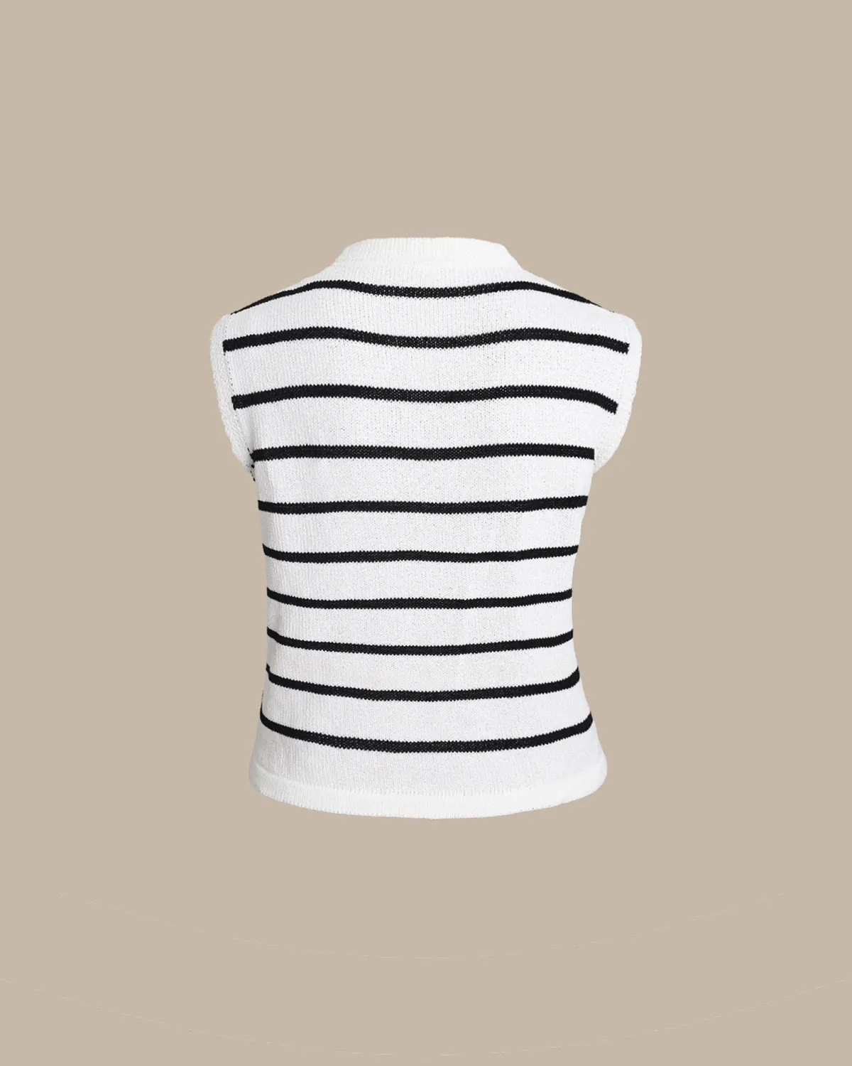 White Striped Single Breasted Vest sold by rihoas product image thumbnail 2