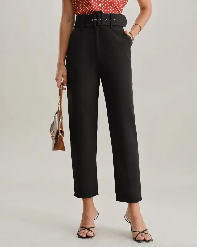 Black Straight Pegged Pants sold by rihoas