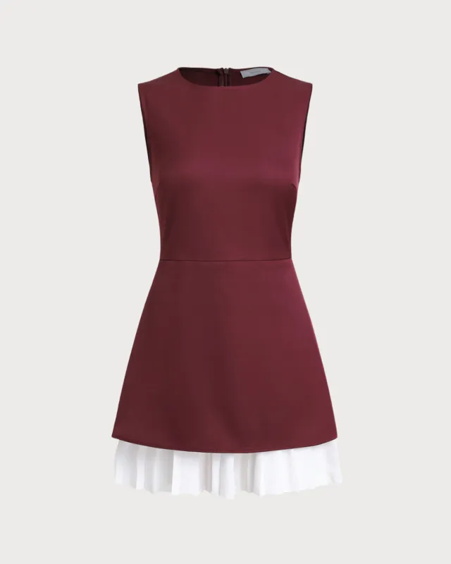 Wine Red Contrast Sleeveless Mini Dress sold by rihoas