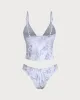 Blue Floral Tie Front Tankini Set sold by rihoas